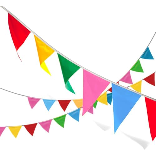 250pcs Multicolor Pennant Flags,LOOBJOYGAME 263Ft Nylon Fabric Decorations Grand Opening Banner Rope