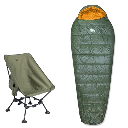 iClimb 1 3M Thinsulate Insulation Sleeping Bag and 1 Two-Heights Light Compact Anti-Sinking Chair, Ultralight Compact for ...