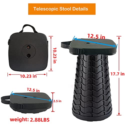 maliven Collapsible Camping Stool with Seat Cushion & Nylon Bag, Square Portable Telescopic Stool, Lightweight Sturdy Fold...
