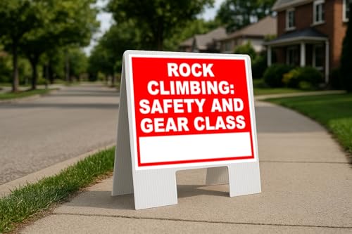 Rock Climbing Safety And Gear Class Write On Me Red Folding Coroplast A-Frame with Double-Sided 23in x23in