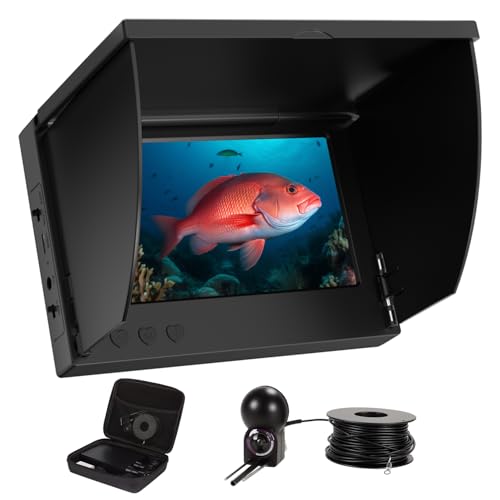 Underwater Fishing Camera 5 Inch, 1000TVL IPS Monitor Fish Finder, Wide Angle IP68 Waterproof, Infrared Night Vision with ...