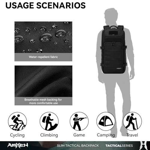AMHEH Tactical Backpack Military Slim Army Bag Molle Daypack 20L Outdoors Hiking Camping Travel EDC Pack with Multiple Poc...