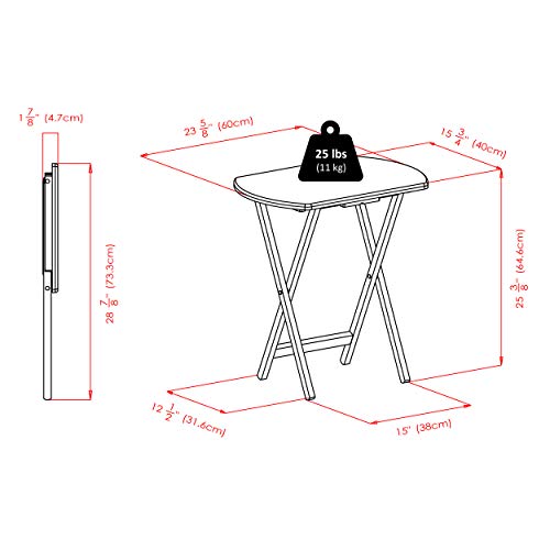 Winsome Cade Set of 2 Foldable Snack Tables, Oversized, for Living Room, 25", No Assembly, Coffee