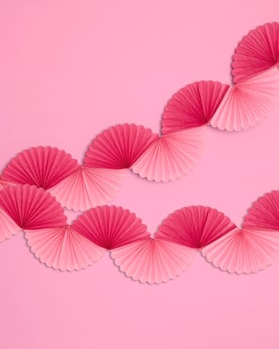 xo, Fetti Pink Paper Fan Garland - 6 Ft. | 3D Bachelorette Party Decorations, Birthday Party Supplies, Pink Preppy HBD, Ba...