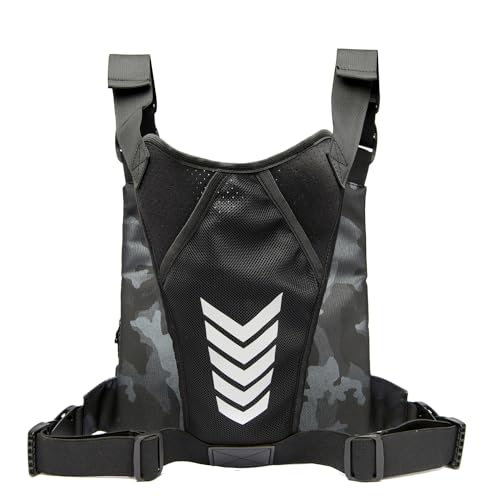 Criuage Outdoor Chest Bag for Men, Lightweight Running Vest with Water Bottle Pocket, EDC Chest Pack for Hiking, Cycling