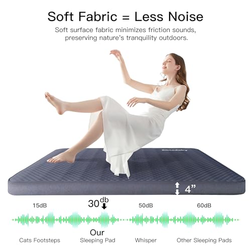 4" Ultra-Thick Self-Inflating Sleeping Pad with 3-in-1 Rechargeable Pump, Air Adjustable Foam Camping Mattress, 9.5R Heav...