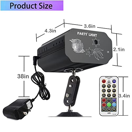 Party Lights Dj Disco Lights, Strobe Stage Light Sound Activated Laser Llights Projector with Remote Control for Parties B...