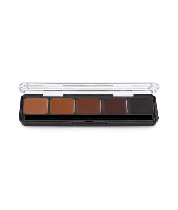 Graftobian HD Glamour Crème Foundation Palette (Neutral #3) - High Definition 5 Color Makeup Palette, Cream Based Foundation Concealer and Contour Palette, Full Coverage - Deep Neutral Skin Shades