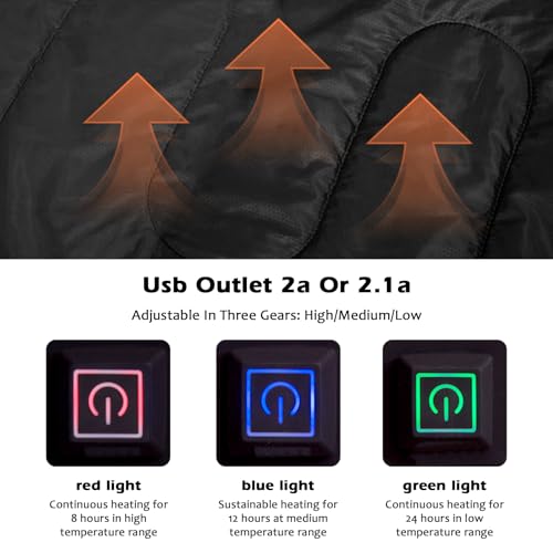 Sleeping Bags for Adults, Heated Sleeping Bag with 3 Adjustable Temperature, Waterproof USB Rechargeable Heating Pads, 0 D...