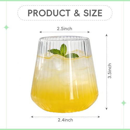 N9R 24 Count Plastic Wine Glasses Disposable 12oz - Elegant Origami Ripple Design, Shatterproof & Disposable for Whiskey, ...