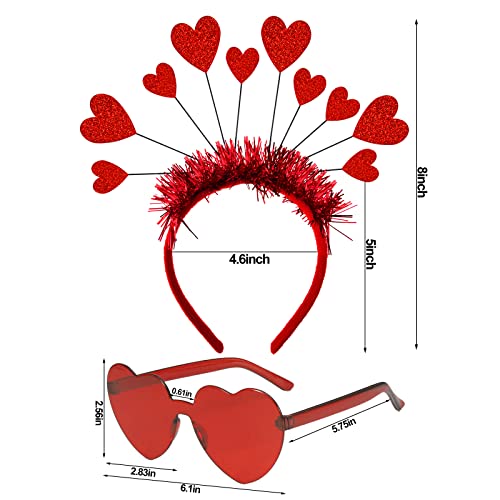 Valentines Heart Headband and Heart Sunglasses Holiday Headband Bopper Party Accessoires for Valentine's Day Halloween
