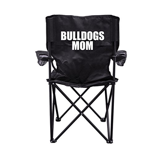 VictoryStore Outdoor Camping Chair - Bulldogs Mom Black Folding Camping Chair with Carry Bag