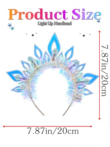 Urieo Christmas Light Up Headband LED Halo Headbands Holiday Hair Accessories for Women