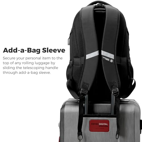 Swissdigital Design Laptop Backpack with USB Charging Port, Travel Backpack Fits 15.6 inches Computer, 31L College School ...