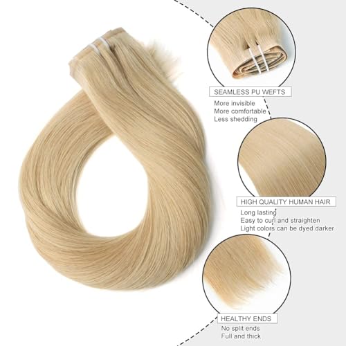 Sixstarhair Honey Blonde Clip In Hair Extensions Human Hair 120g Blonde Clip Hair Extensions with Clips 8 Pieces Pack 16inches