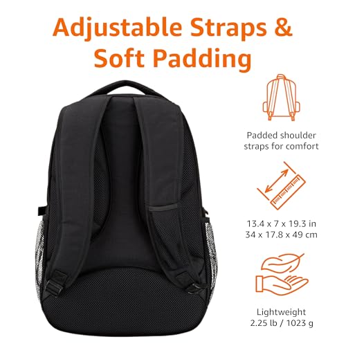 Amazon Basics Laptop Backpack Fits Up to 17-Inch Laptops, Black