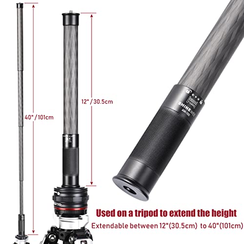 SHINEWEE Carbon Fiber Extension Pole – 4-Section Fast Twisting Lock Design | 1/4" Screw Mount for Camera, Phone, Gimbal & ...