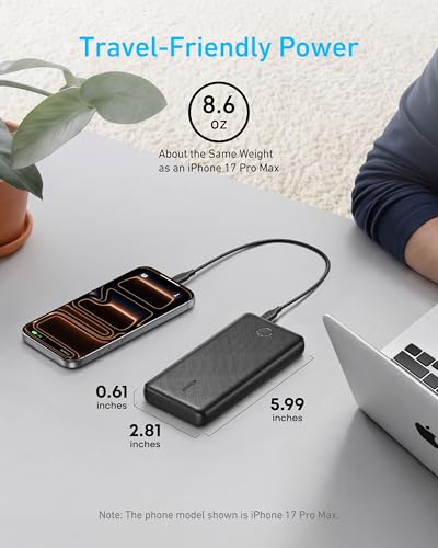 Anker Power Bank(PowerCore 10K), Compact Travel-Ready 10,000mAh Battery Pack with PowerIQ Charging Technology, 5V/3A High-...