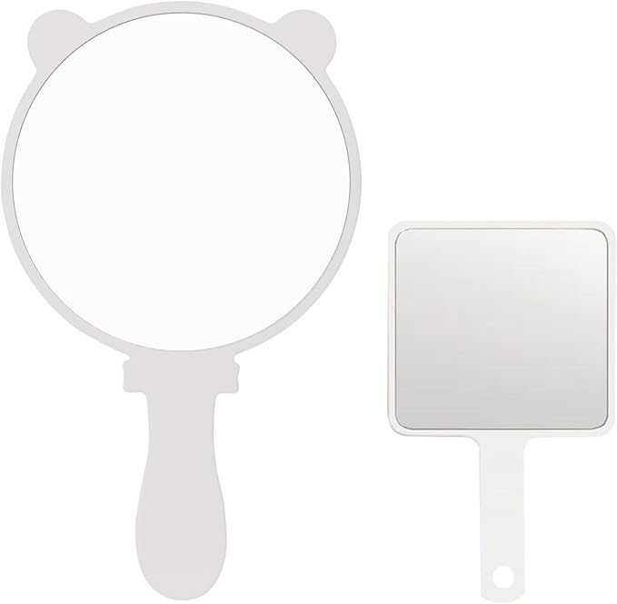 Compact Hand Mirror – High-Definition Glass, Men or Women Barber Handheld Mirror, Mini Mirror for Personal Purse, Pocket, Travel and Present(White, 5.91" L x 9.84" W (Cat Ears))