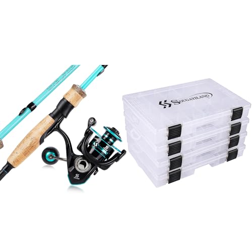 Sougayilang Fishing Rod and Reel Combo, Stainless Steel Guides Fishing Pole with 4 Packs 3600 Tackle Trays