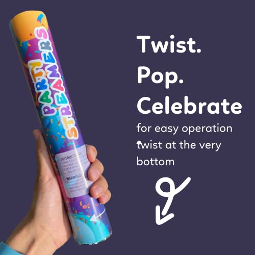 No Mess Streamer Confetti Cannon Party Poppers | 6 Pack | Multicolor Streamers | Glitter Bomb Confetti Shooters | Decorati...