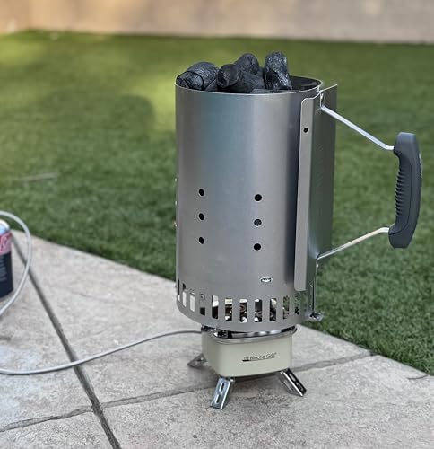 The Bincho Grill Charcoal Starter Gas Burner – 12,800W High Heat Mini Stove with 4 Heads – For Chimneys to Light Binchotan...