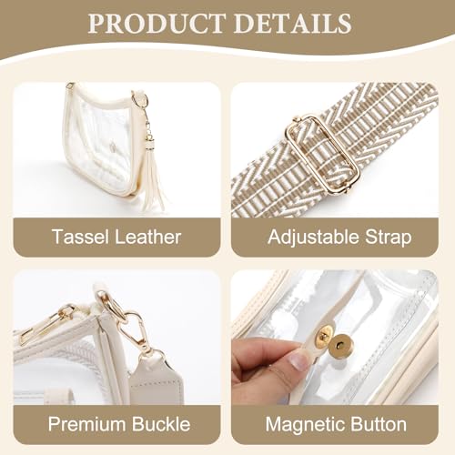 XYWstore Clear Bag for Stadium Events, Clear Purses for Women, Crossbody Stadium Approved