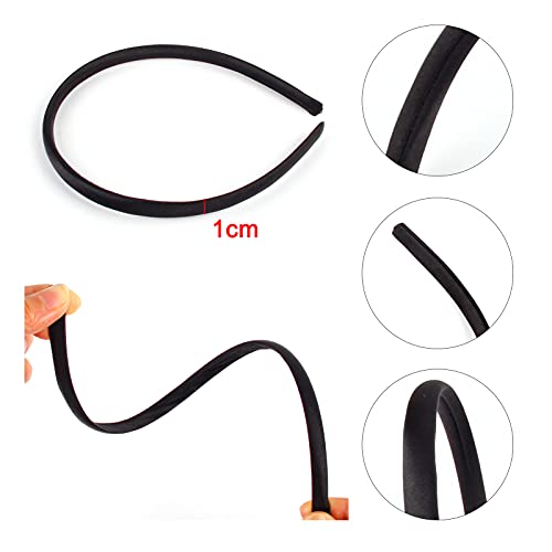 Zifengcer 20 PCS Black Satin Covered Headbands for Girls Women Christmas Plain DIY Craft Head bands Plastic Thin Headband ...