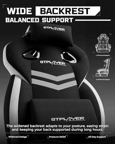 GTPLAYER Gaming Chair, Computer Chair with Footrest and Lumbar Support for Adults, 360°-Swivel Big & Tall Reclining Seat f...