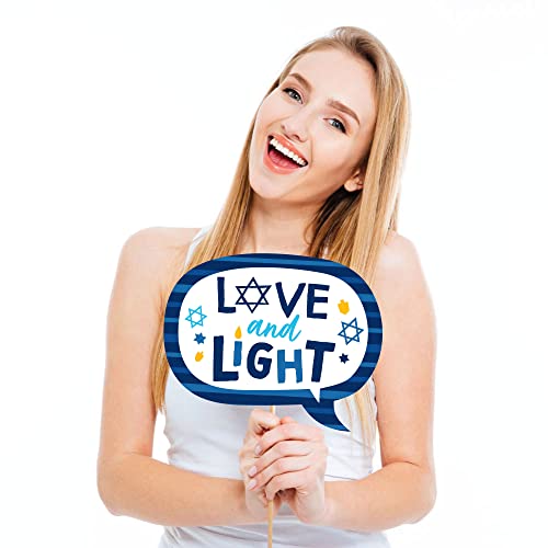 Big Dot of Happiness Hanukkah Menorah - Chanukah Holiday Party Photo Booth Props Kit - 20 Count