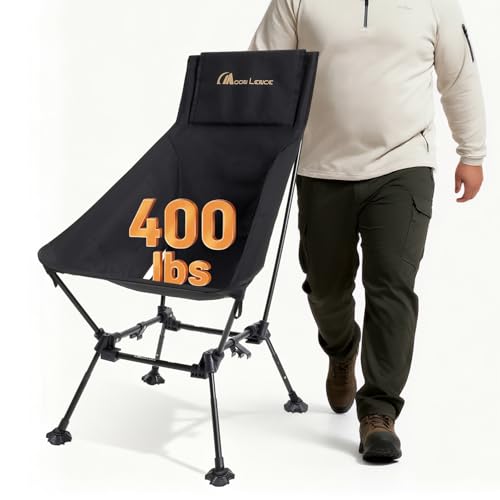 MOON LENCE Oversized High Back Camping Chair for Adults, Height Adjustable Folding Camping Chair with 400 lbs Capacity, Hi...