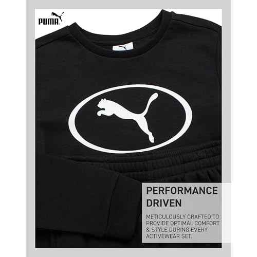 PUMA Boys Sweatpants Set - 2 Piece Soft Fleece Crewneck Pullover Boys Sweatshirts and Jogger Pants Kids Activewear Set (4-16)