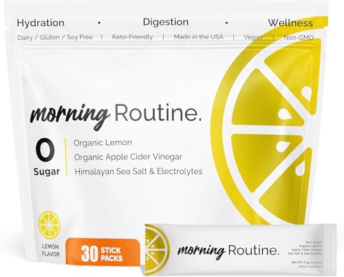 ROUTINE Morning Daily Hydration | Electrolyte Powder Packets with Apple Cider Vinegar, Lemon, and Sea Salt | Keto & Paleo-...