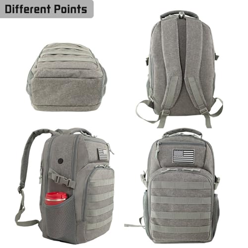 Ogguno 15'' Travel Laptop Backpack for Men, 25L Tactical College Backpacks with Water Pouches Both Sides, Portable Backpac...