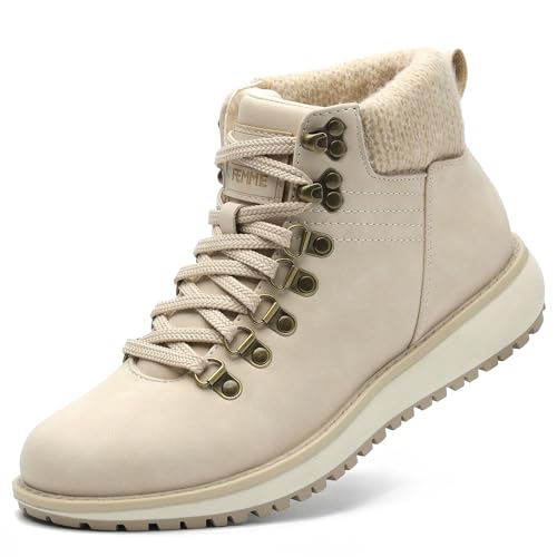 ANJOUFEMME Womens Comfy Hiking Boots-Casual Outdoor Lace up Ankle Booties Work Boots LightWeight Winter Shoes for Walking ...