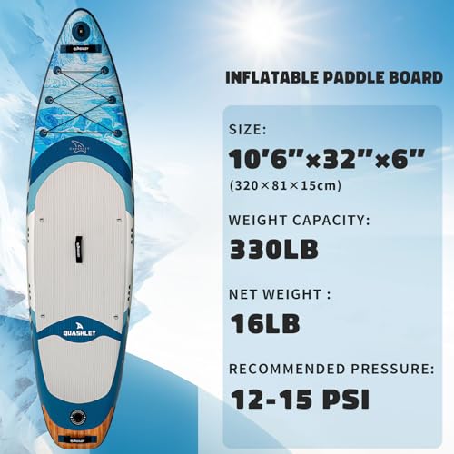 Quashley Inflatable Paddle Board,Ultra Stable Stand Up Paddleboards 33"/34" with All Premium Accessories,Wide All Around S...