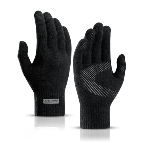 Black Winter Warm Gloves for Men Women Windproof Waterproof Thermal Touchscreen for Cycling Biking Sports Outdoor Work