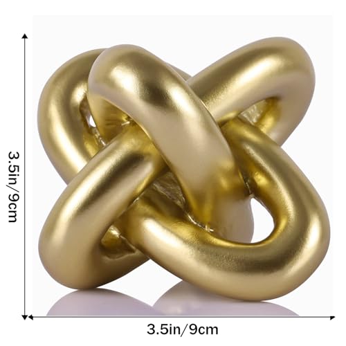 Golden Knot Statue, Three Knot Sculpture Home Decor Accents, Knot Sculptures and Statues for Rustic Coffee Table Living Ro...