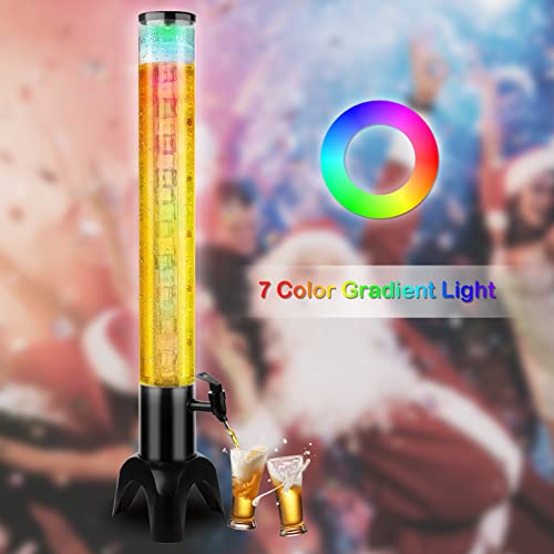 Beer Giraffe Dispenser, 100oz/3.2 qt Mimosa Tower Dispensers with Ice Tube and LED Light, 3L Tabletop Drink Tower Dispense...