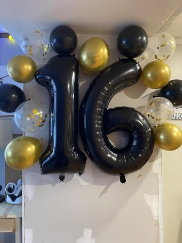 Number Balloons Black 1 Balloon for Birthday Party, One Happy Birthday Decorations, 40 Inch Large One Balloon for 1st Girl...