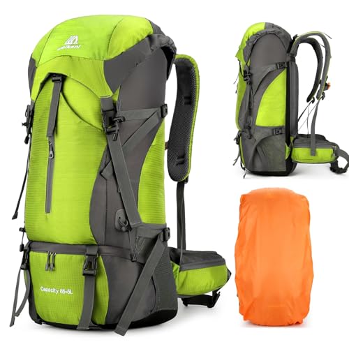 ShowyLive 70L Hiking Backpack - Lightweight Waterproof Travel Backpack for Men & Women, Foldable Daypack with Rain Cover f...