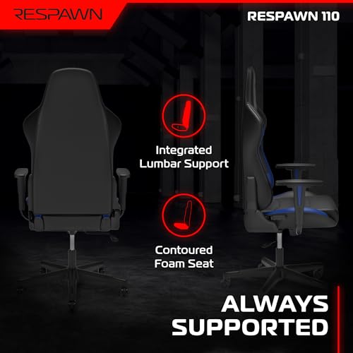 Respawn 110 Ergonomic Gaming Chair - Reclining Office Video Game Swivel Chair with Lumbar Support, Headrest, Heavy Duty, H...