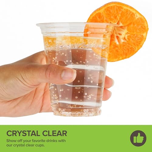 Stock Your Home 12 oz Clear Commercially Compostable Cold Cups (100 Pack), Eco Party Cup, Environmentally Friendly Disposa...