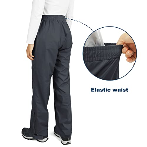 Outdoor Ventures Women's Rain Pants Packable Waterproof Hiking Pants Windproof Breathable Outdoor Rain Over Pants