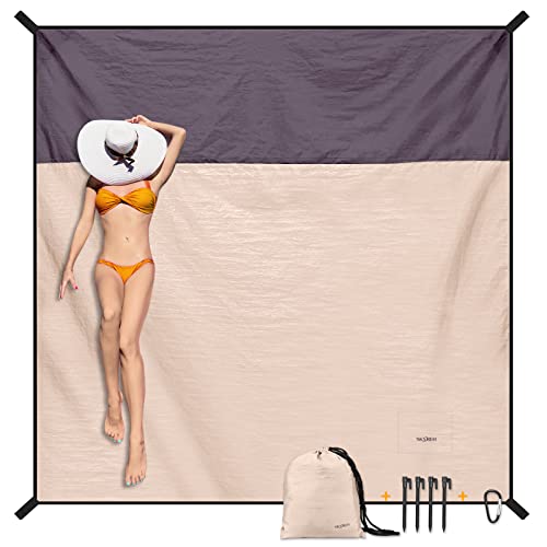 SKYREH Beach Blanket Waterproof Sandproof Large Beach Mat 79" X 87", Quick Drying Durable Portable Lightweight Outdoor Nyl...