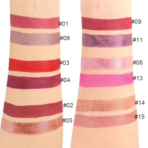 evpct 1Pcs Taupe Mauve Glitter Metallic Shimmer Diamond Lipstick Lip Gloss Stain Set for Women Long Lasting Waterproof, Ma...