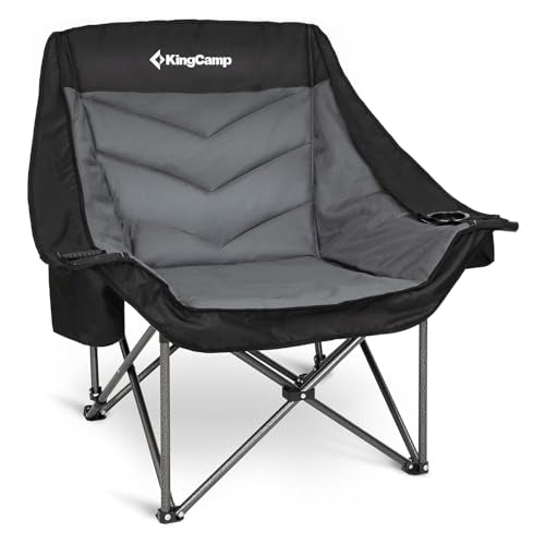 KingCamp Oversized XL Camping Chair, Heavy Duty 500lbs Folding Couch for Adults, Padded Large Comfortable Sofa Seat with C...