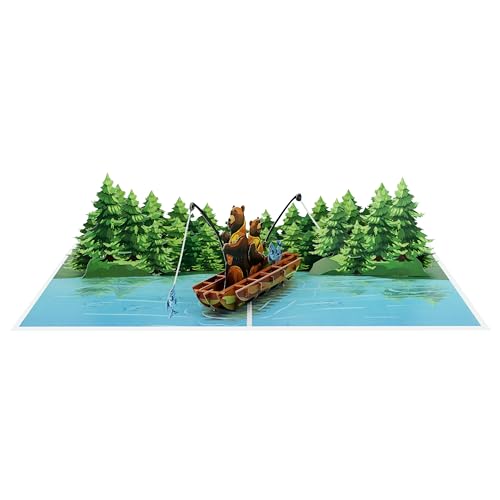 ETA 3D Pop-Up Card – Bear Fishing Adventure – Handmade Greeting Card for Father’s Day, Birthday, Thank You, Retirement, Ou...