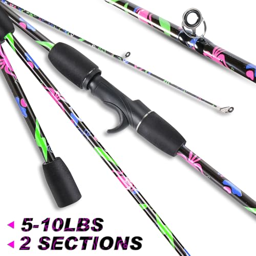 Sougayilang Fishing Rod, 2-Piece Graphite Composite Blank/Fiber Glass Spinning & Casting Rod with EVA Grip, Smooth Transit...
