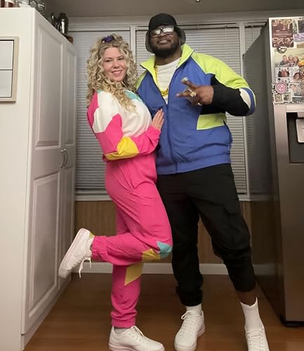 UOUA Women's Color Block 2 Piece 80s 90s Outfits Long Sleeve Windbreaker Jacket Tracksuit Set